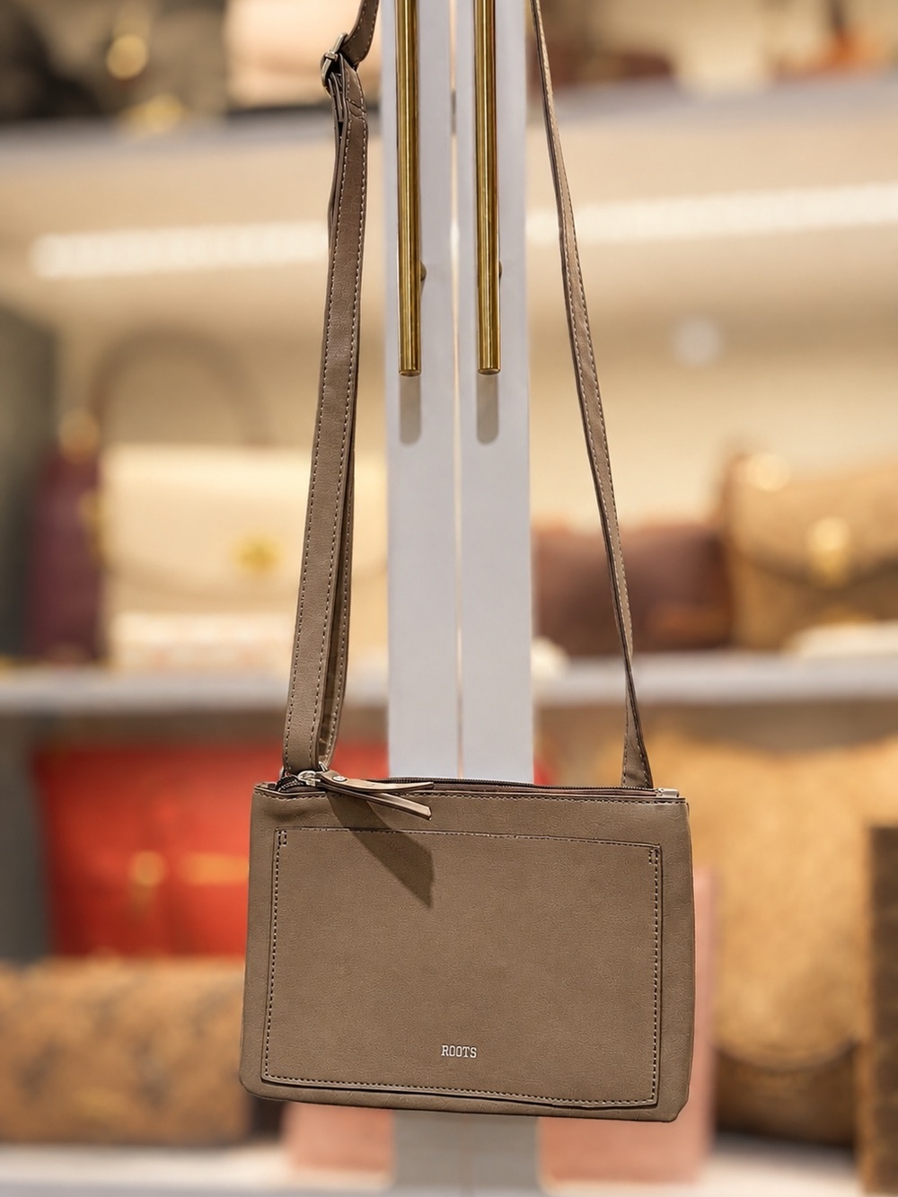 Roots Taupe Crossbody Shoulder Bag